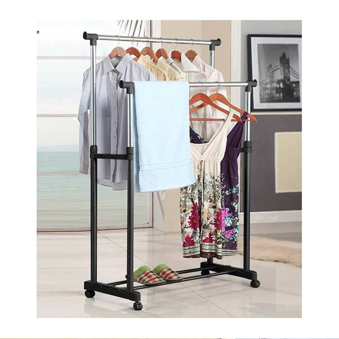 Cloth Hanger Tidy Rail - Black and Silver