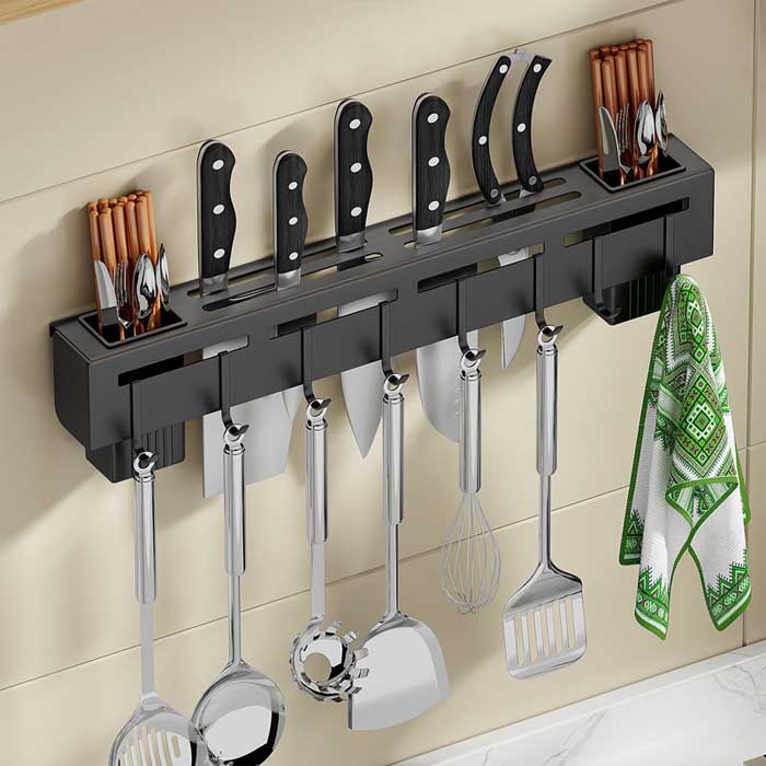 Stainless steel turret, kitchen multi-function shelf, wall mounted kitchen knife