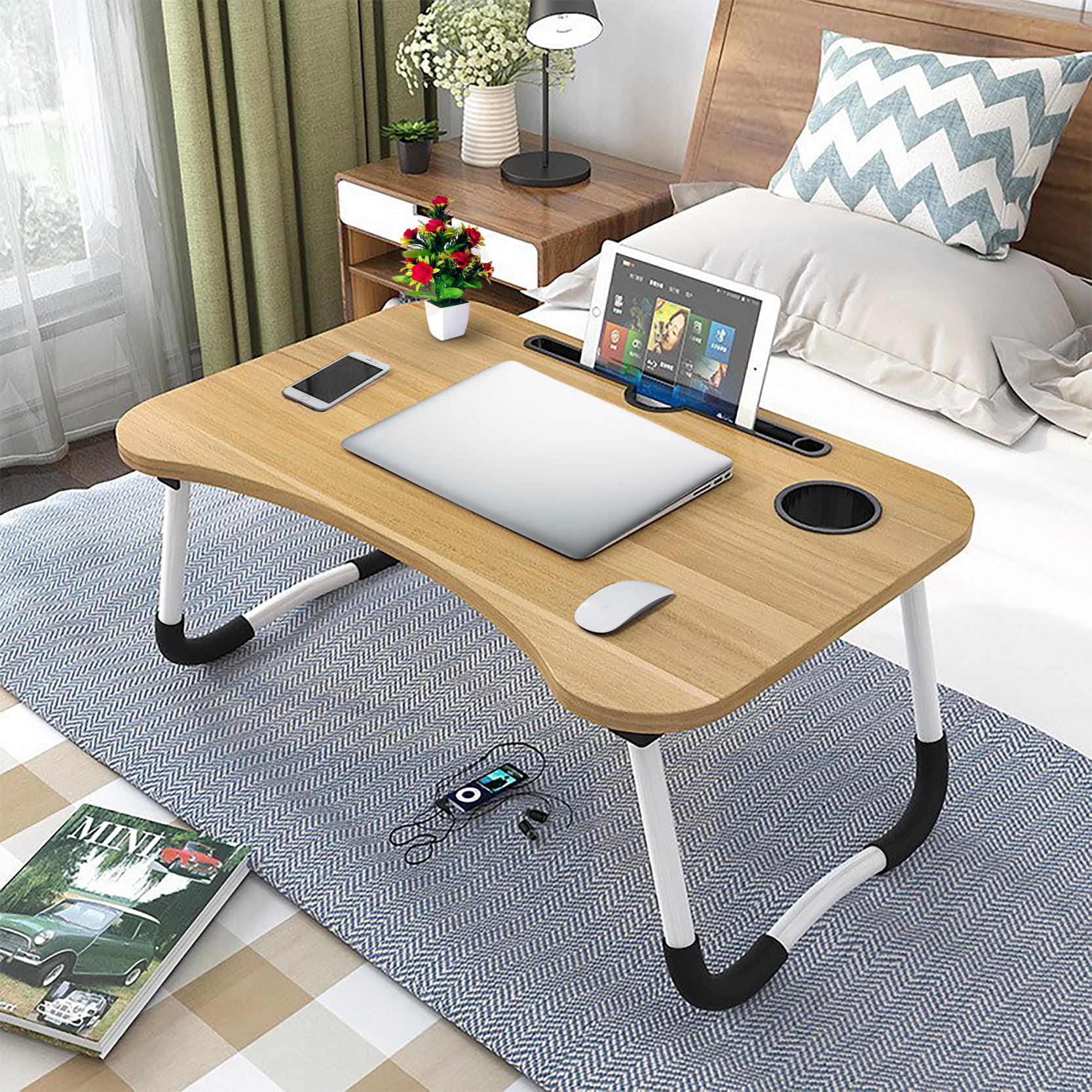 Portable foldable home laptop/notebook stand desk/table/laptop table for Studies-Wood
