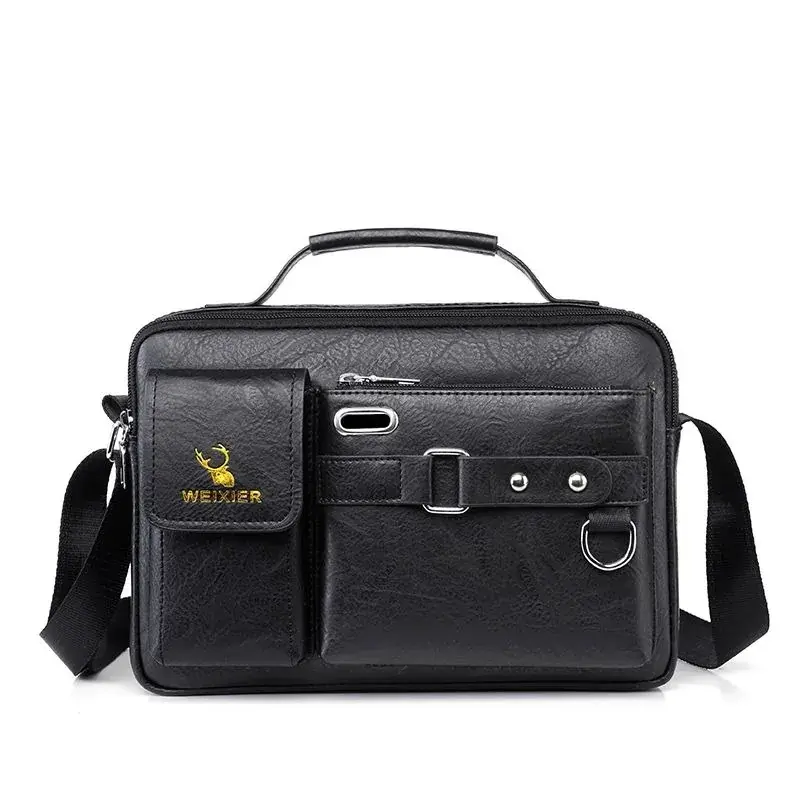 (13"*9") Men's Pu Leather Shoulder Bag -Black