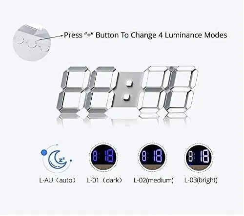 LED Digital Wall Clock 12/24 Hour Display Date Time Desk Clock - Product Image 3