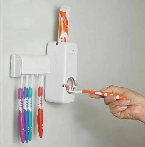 Automatic Hands-Free Wall Mounted Toothpaste Dispenser Squeezer with Detachable 5 Hole Toothbrush Holder - Product Image 3