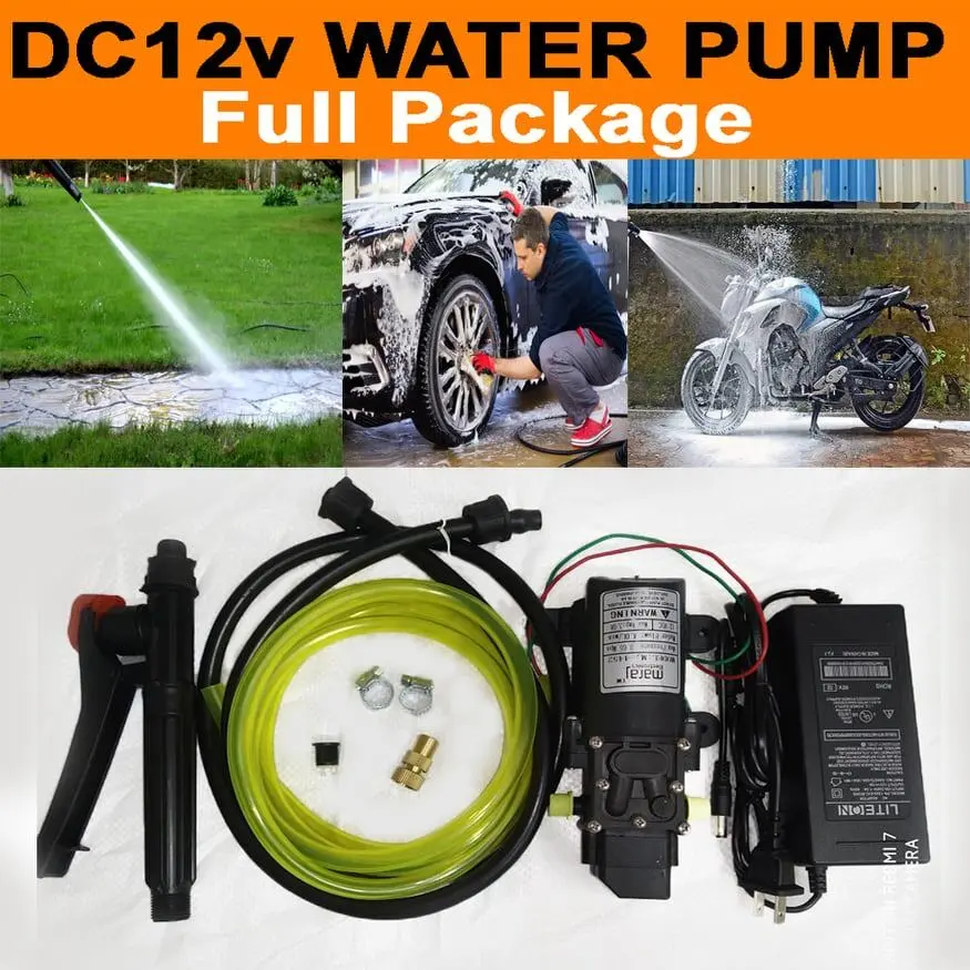 Bike  Car Washer Combo Water Pump Full Set, High Pressure DC12v Water Pump For Bike or Car Wash & Garden irrigation