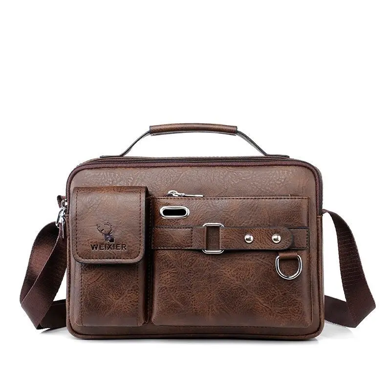 Men's Artificial Leather Shoulder Bag Fashion Office Backpack Messenger Crossbody Bag Men Business Travel Handbag