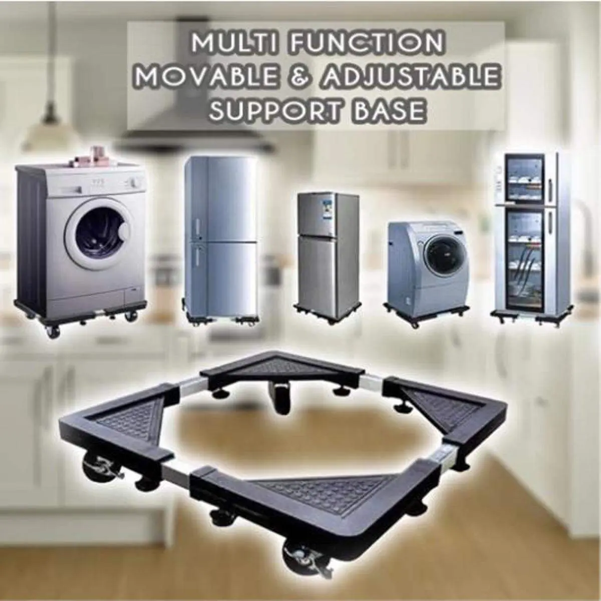 Movable Adjustable Washing Machine & Refrigerator Stand