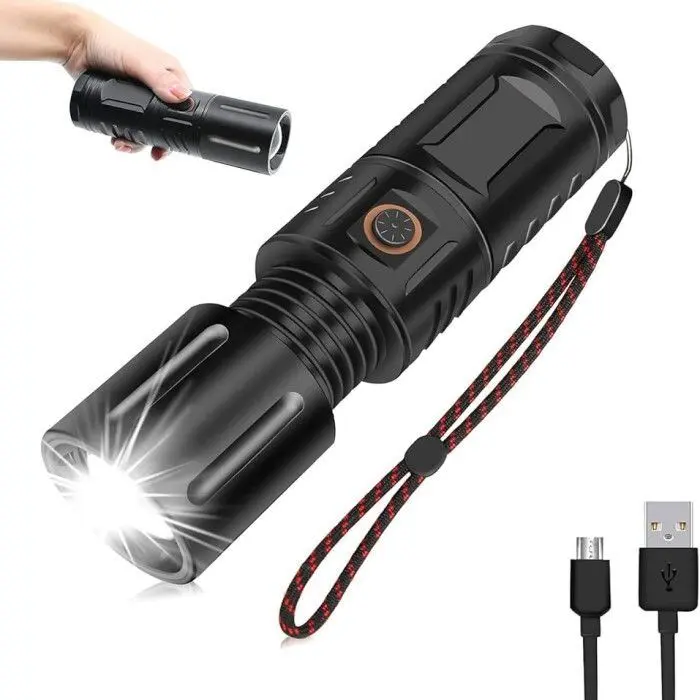 Super Power LED Rechargeable Torch Light With Power Bank Jumbo Torch Flashlight - Product Image 2