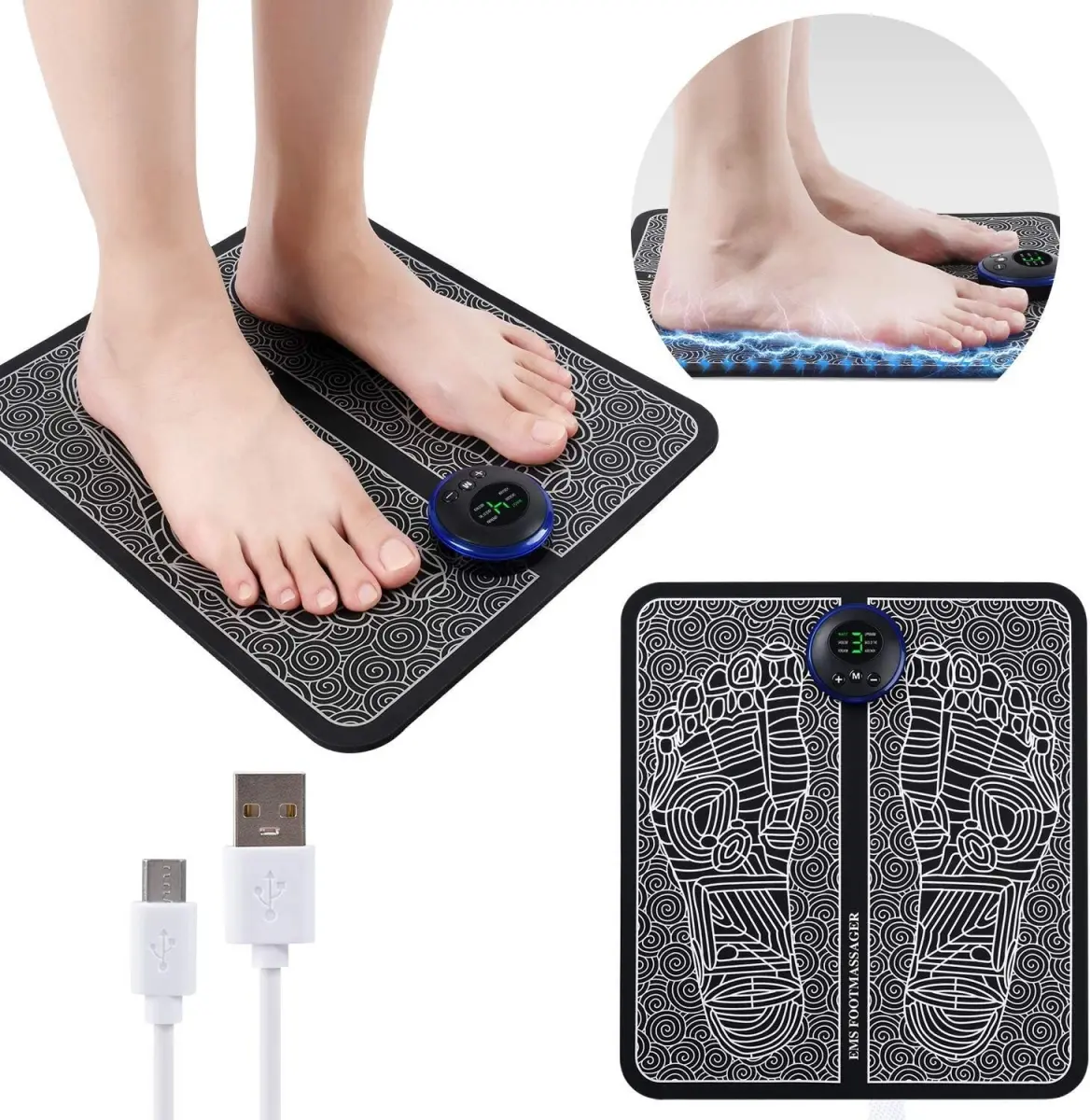 EMS Foot Massager Electronic Muscle Stimulator Massage Mat USB Rechargeable - Product Image 2