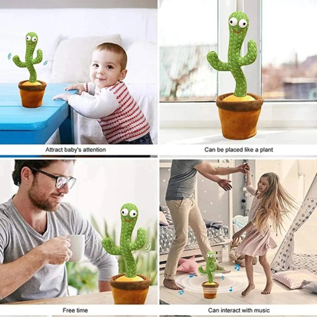 Dancing Cactus,Cactus Toy,Cactus Toys for Kids That Repeats Your Words,Dancing Cactus Plush for Babies Talking & Repeating Home Decoration