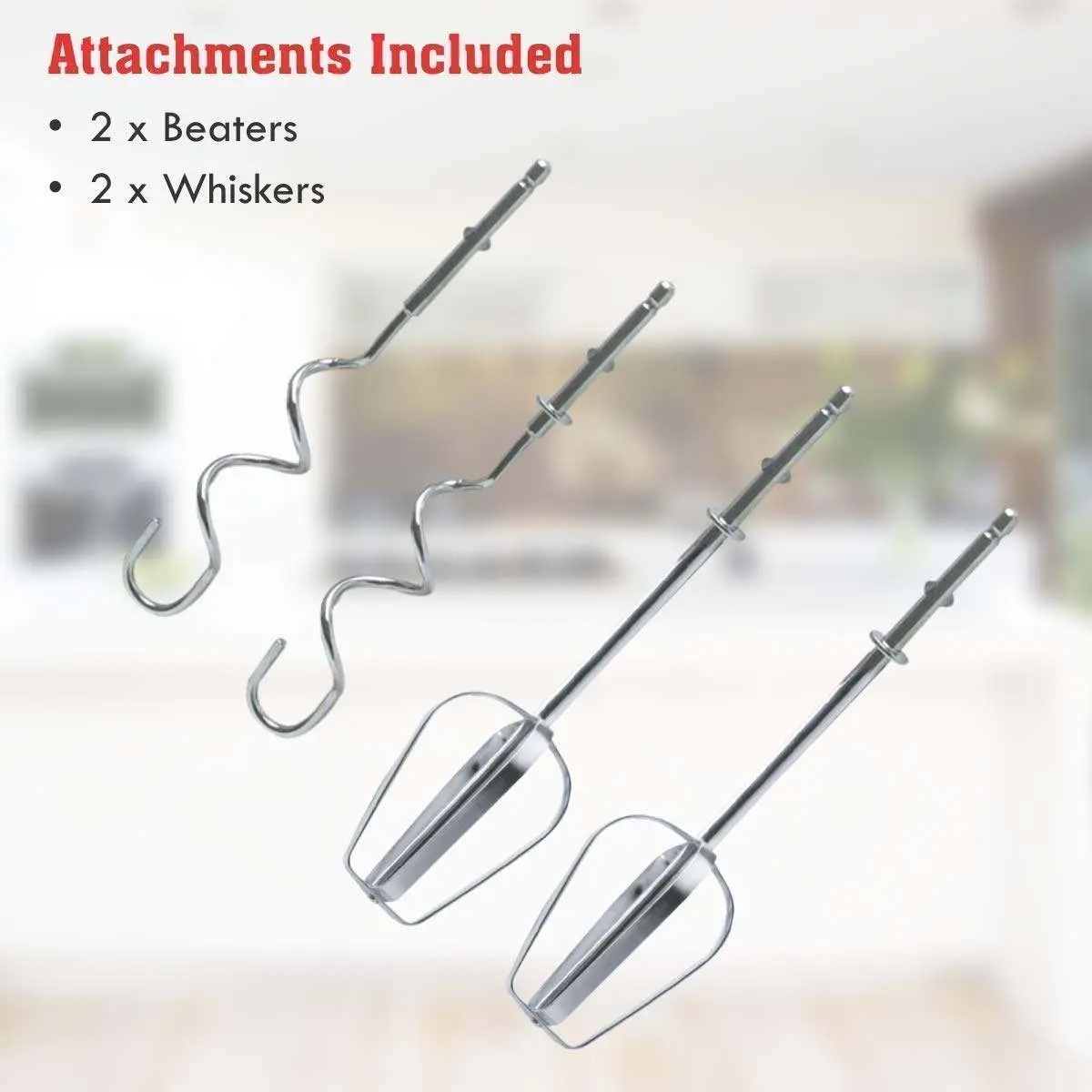 Scarlett Electrical Hand Mixer Egg Beater Ice-cream Beater Cake Beater with 2 Stainless Steel Beaters 2 Dough Hooks - Product Image 4