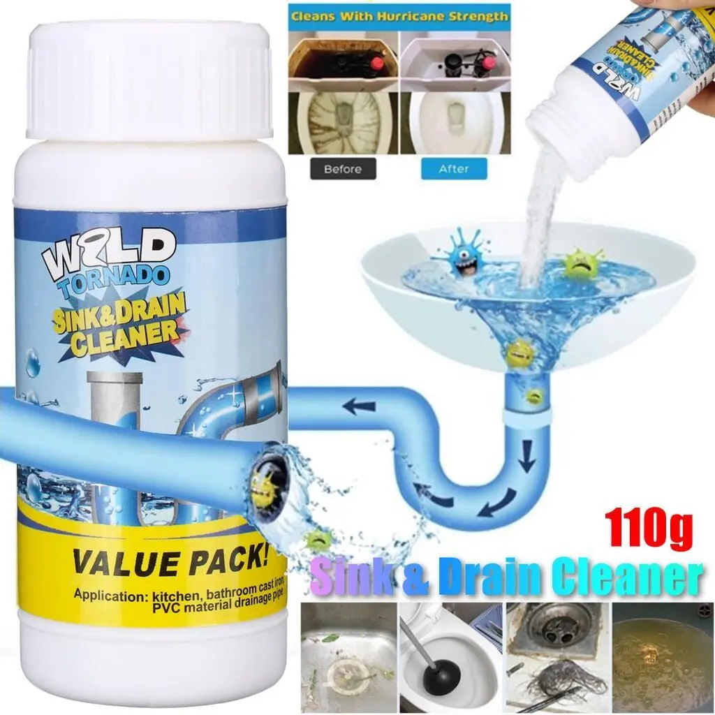 Pipe Drain Cleaner Kitchen Sink Toilet Drain Cleaner Block Unblock Powder Pipeline Clean