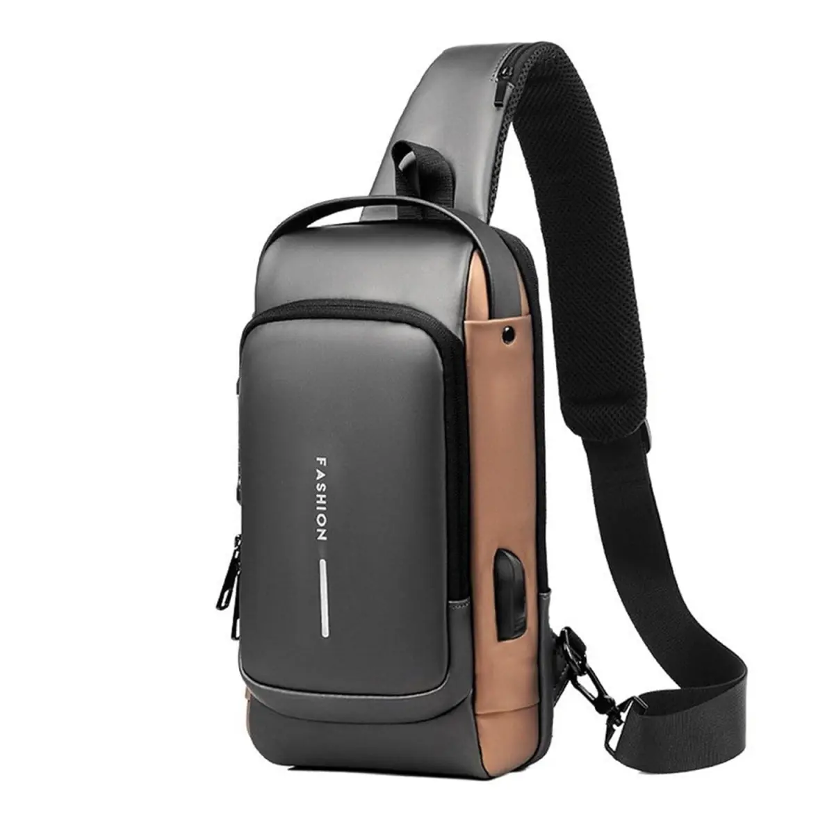 Multifunction Patent Leather Chest Bag Waterproof Men Crossbody Bag Anti-Theft Travel Shoulder Bags Men Travel Backpack