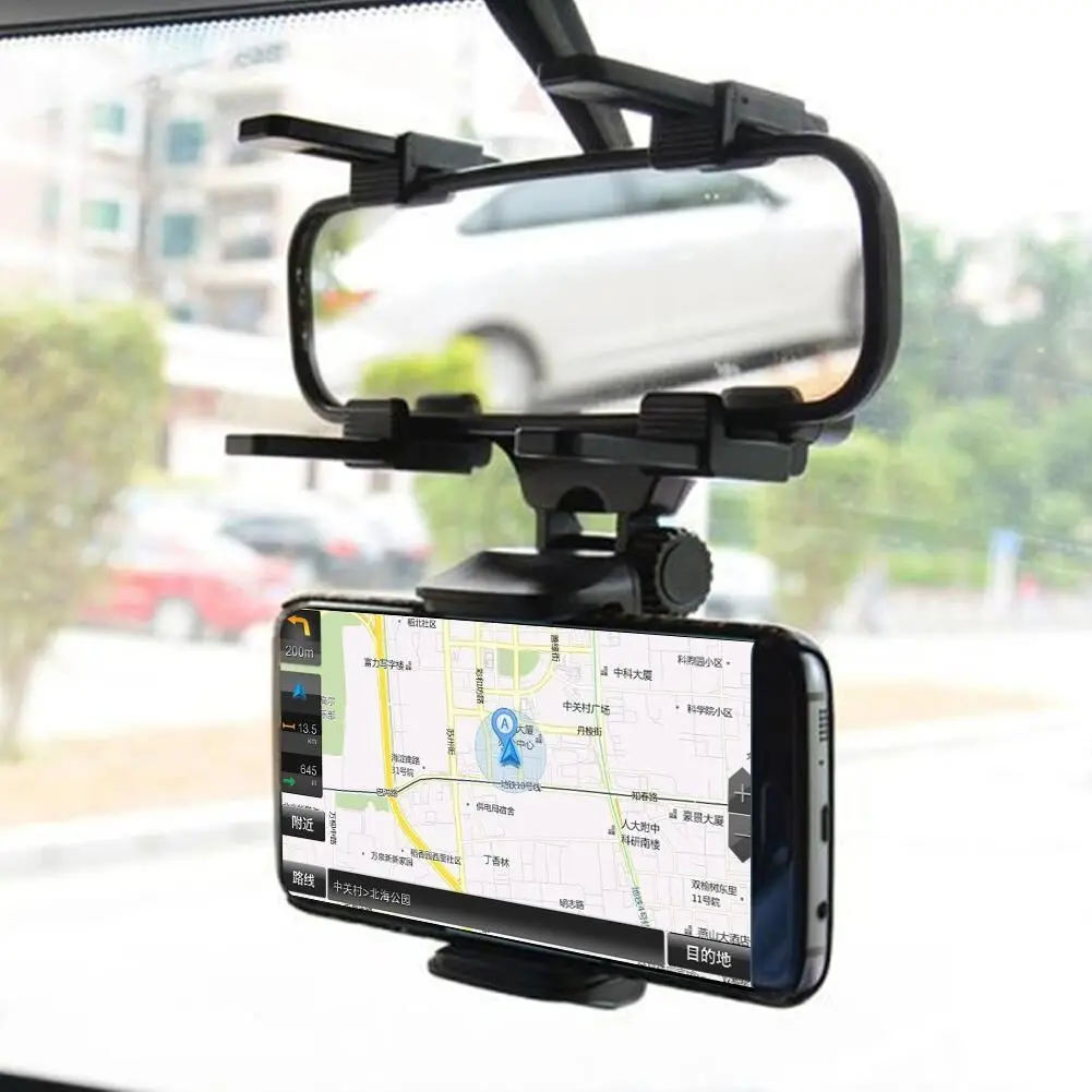 Public 360 Degrees Rearview Mirror Mount Stand Holder - Car Accessories - Keep Phone Secure In The Car 360-Degree Rearview Mirror Mount - Product Image 2