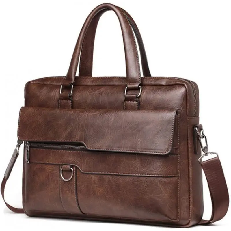 (16"*12") Men's Pu Leather Shoulder Bag -Chocolate