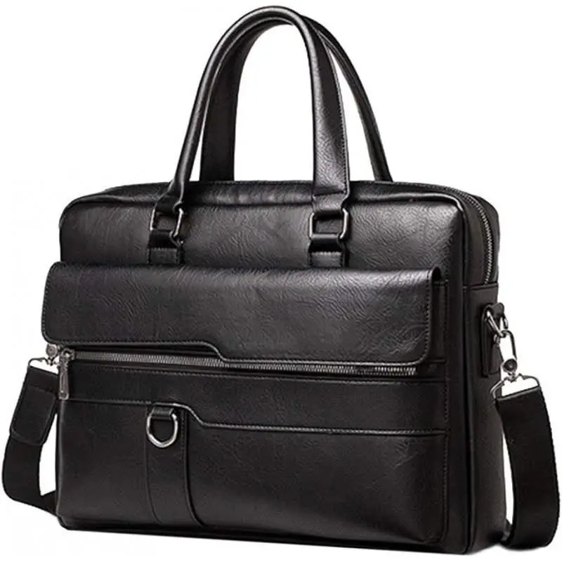 (16"*12") Men's Pu Leather Shoulder Bag -Black